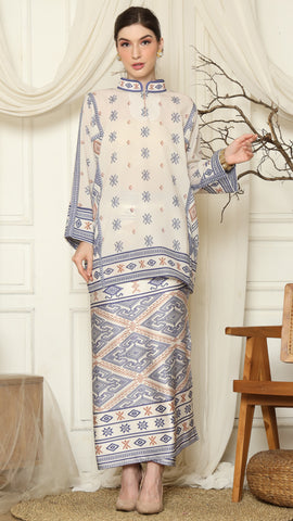 Ivory Ikat HC neck Sarung Set