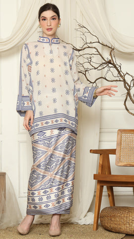 Ivory Ikat HC neck Sarung Set