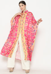 Pink Flower Kanzi 3/4 Sleeve Traditional Collared Kaftan