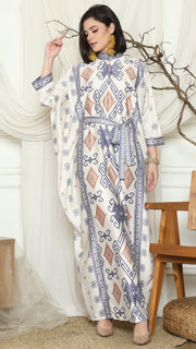 Ivory Sumba Ikat Belt HC Long Kaftan