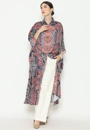 Pink Abstract Batik Button Kaftan