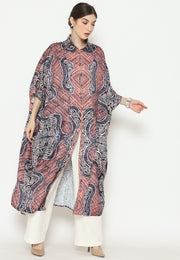 Pink Abstract Batik Button Kaftan