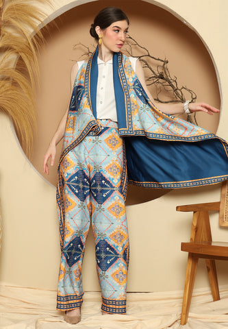 Blue Antique Vest Set