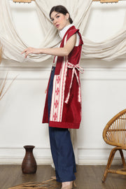 Red and White Ikat Kimono