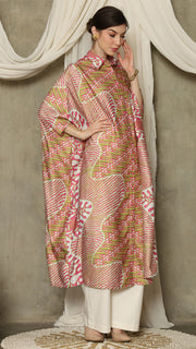 Pink Abstract Batik Button Kaftan