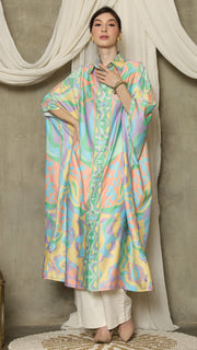 Green Abstract Button Kaftan