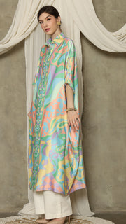 Green Abstract Button Kaftan