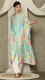 Green Abstract Button Kaftan