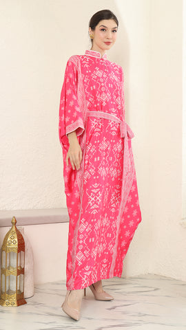 Pink Songket Long Kaftan