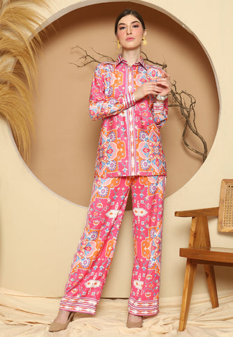 Pink Flower Pant Set