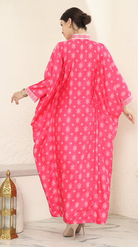 Pink Songket Long Kaftan