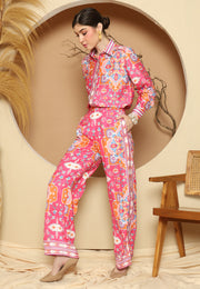 Pink Flower Pant Set