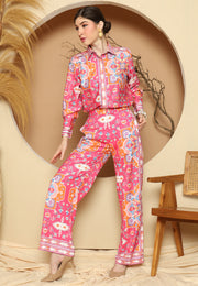 Pink Flower Pant Set