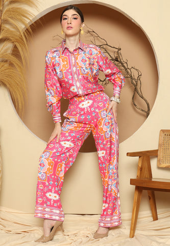 Pink Flower Pant Set