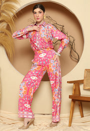 Pink Flower Pant Set