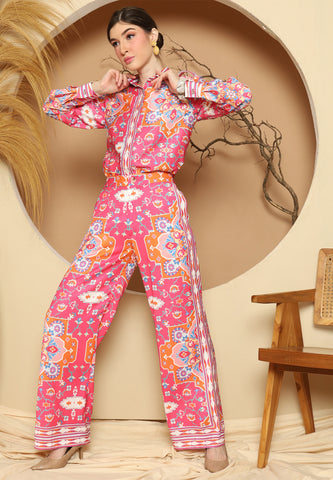 Pink Flower Pant Set