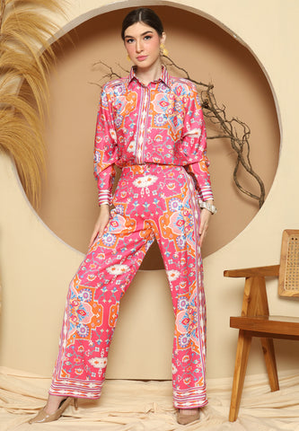 Pink Flower Pant Set