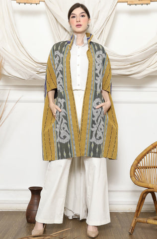 Mustard Handwoven Ikat Cape