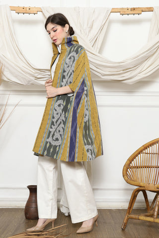 Mustard Handwoven Ikat Cape