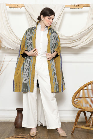 Mustard Handwoven Ikat Cape