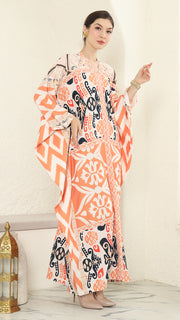 Coral Long Sleeve Kaftan