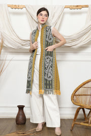 Mustard Ikat Vest with fringes