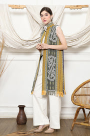 Mustard Ikat Vest with fringes