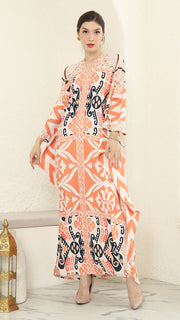 Coral Long Sleeve Kaftan