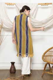 Mustard Ikat Vest with fringes