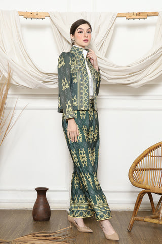 Green Emerald Songket Jacket Set