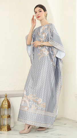 Grey Flower Short Kaftan