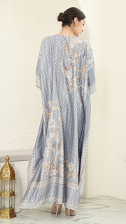 Grey Flower Short Kaftan