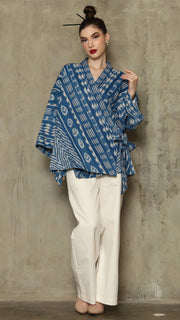 BLUE OVERSIZED IKAT KIMONO OUTER