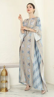 Blue Gold Songket Short Kaftan