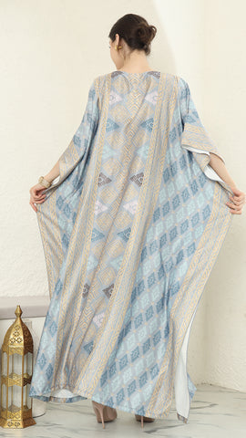 Blue Gold Songket Short Kaftan