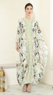 Green Flower Long Kaftan