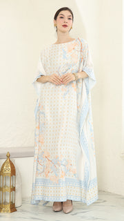 White Flower Short Sleeve Kaftan