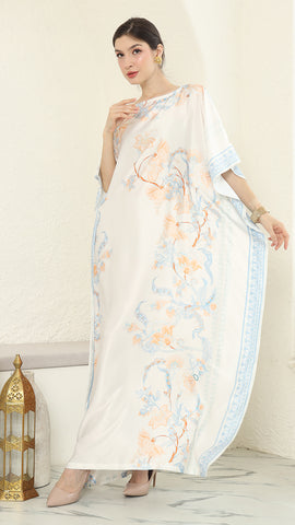 Blue Flower Short Sleeve Kaftan