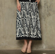 BLACK IKAT FRINGE SKIRT