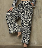 BLACK IKAT WIDE LEG PANTS