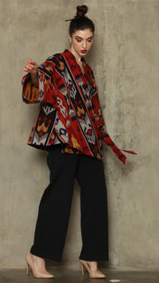 RED OVERSIZED IKAT KIMONO OUTER