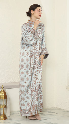 Mint Brown Songket Dress Kaftan