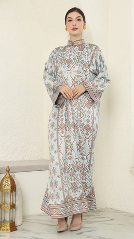 Mint Brown Songket Dress Kaftan