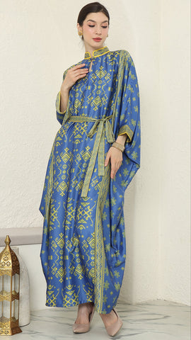 Blue Lime Songket HC Long Kaftan