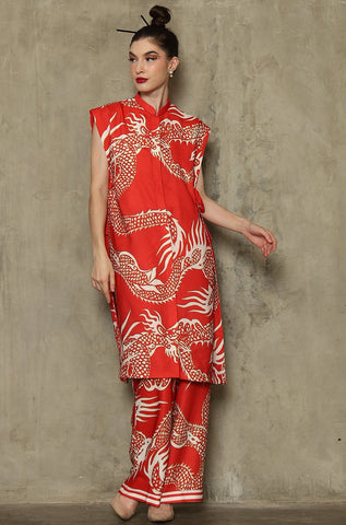 Red Vest Kimono Dragon Set