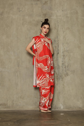 Red Vest Kimono Dragon Set