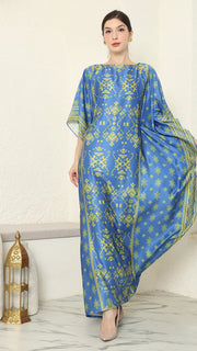 Blue Lime Songket Short Kaftan