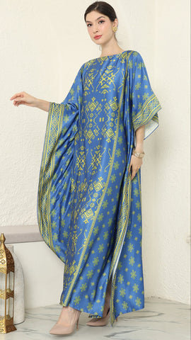 Blue Lime Songket Short Kaftan