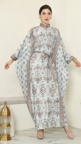 Mint Brown Songket Long Kaftan