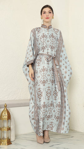 Mint Brown Songket Long Kaftan